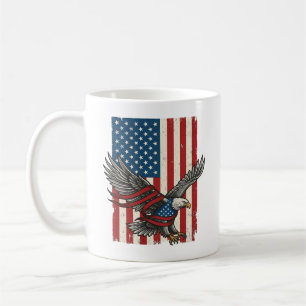 Vintage Eagle Flag Vector Patriotisk Shirt Design_ Kaffemugg