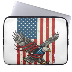 Vintage Eagle Flag Vector Patriotisk Shirt Design_ Laptop Fodral