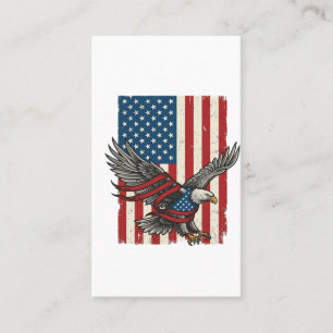 Vintage Eagle Flag Vector Patriotisk Shirt Design_ Visitkort