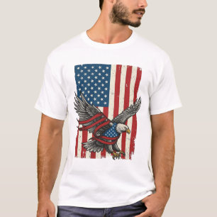 Vintage Eagle Flag Vector Patriotisk T-Shirt Desig