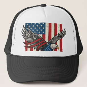 Vintage Eagle Flagga Vektor Patriotisk Shirt Desig Keps