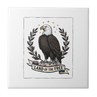 Vintage Eagle Land of the Free Patriotisk T-Shirt Kakelplatta
