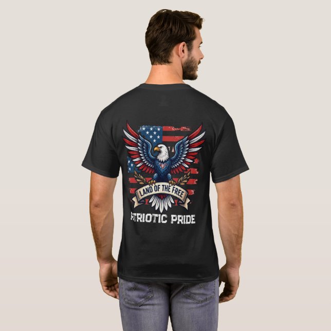 Vintage Eagle Patriotisk Stolthet T-Shirt (Hel baksida)