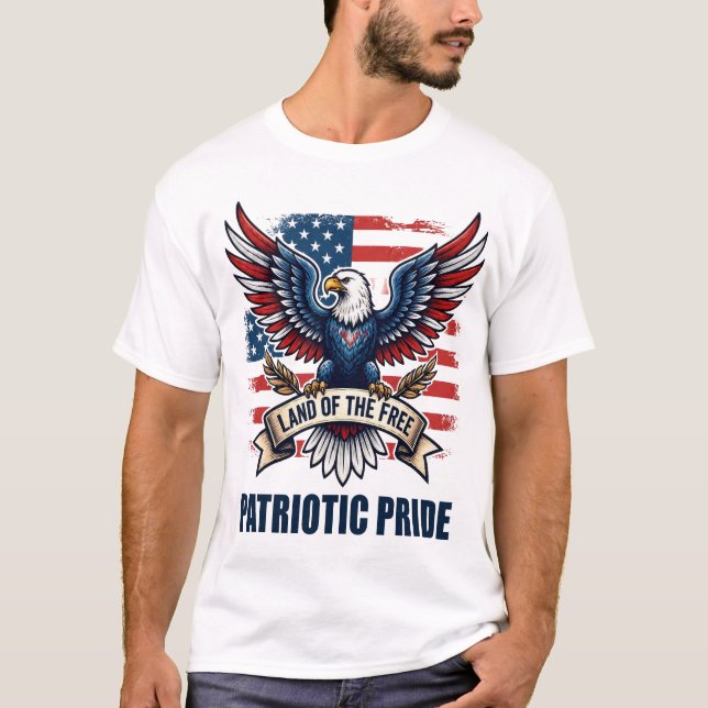 Vintage Eagle Patriotisk Stolthet T-Shirt (Framsida)