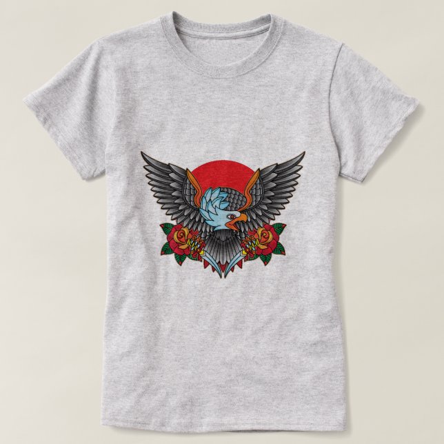 Vintage Eagle Tattoo Thned T-Shirt (Design framsida)