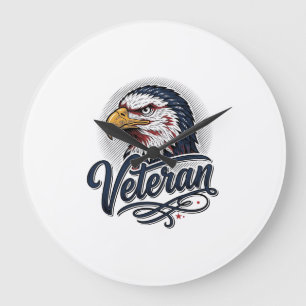 Vintage Eagle Veteran Patriotisk Shirt Design_1 Stor Klocka
