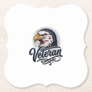 Vintage Eagle Veteran Patriotisk Shirt Design_1 Underlägg Papper