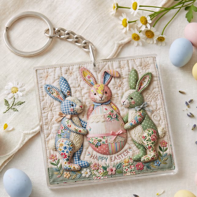Vintage Easter Bunny Quilted Style Print (Skapare uppladdad)