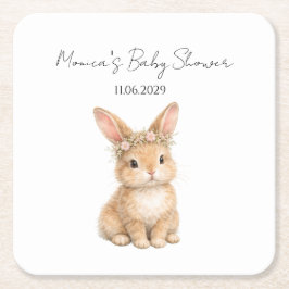 Vintage Easter Bunny Rabbit Baby Watercolor Underlägg Papper Kvadrat