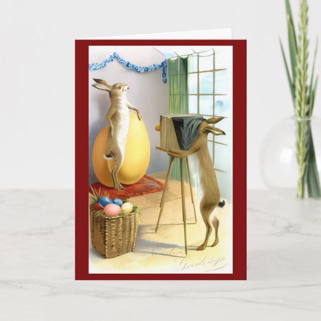 Vintage Easter Bunny Spring Kort (Framsida)