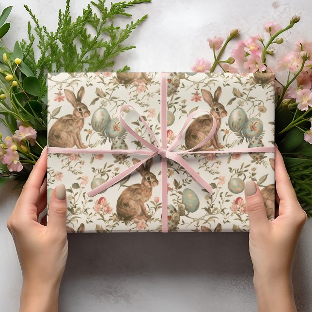 Vintage Easter Bunny Toile  Presentpapper (Skapare uppladdad)