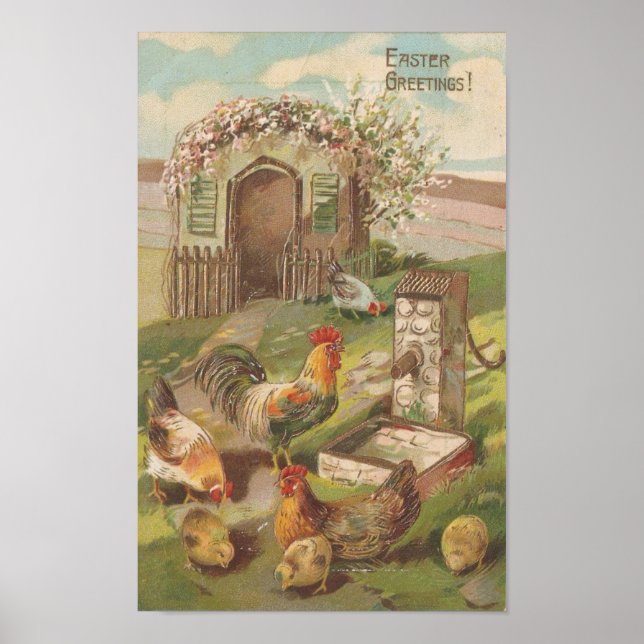Vintage Easter Chickens Poster (Framsidan)