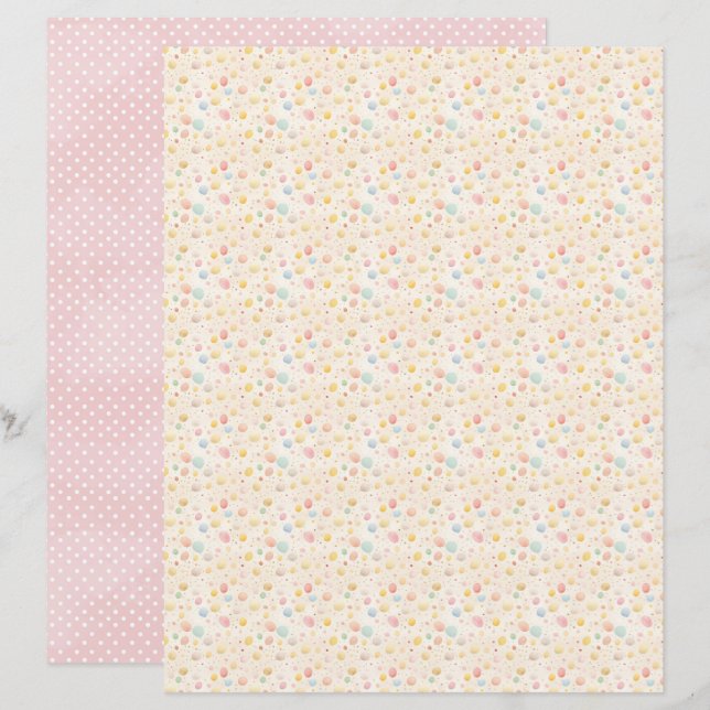 Vintage Easter Eggs Scrapbook Paper (Fram/baksida)