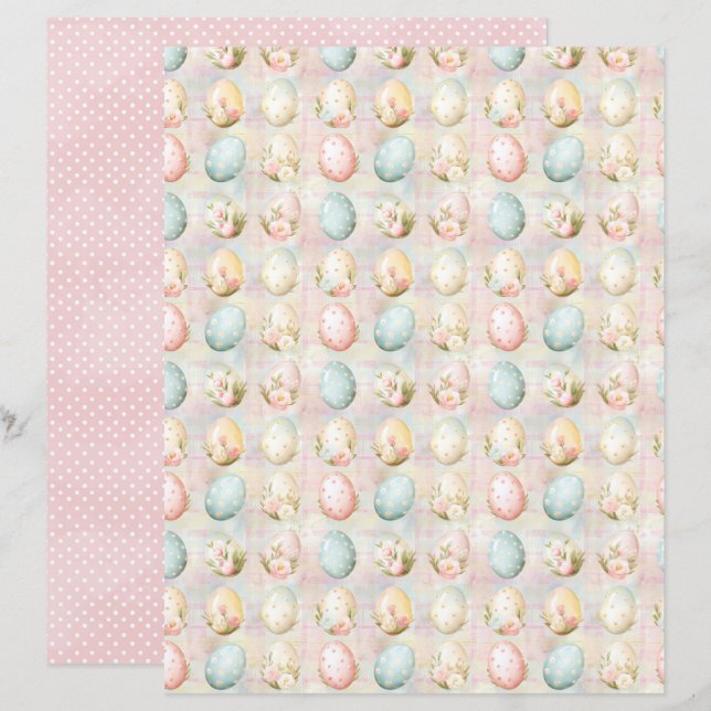 Vintage Easter Eggs Scrapbook Paper (Fram/baksida)