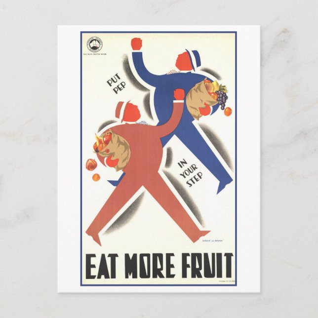 Vintage "Eat more Fruit" Poster Vykort (Framsida)