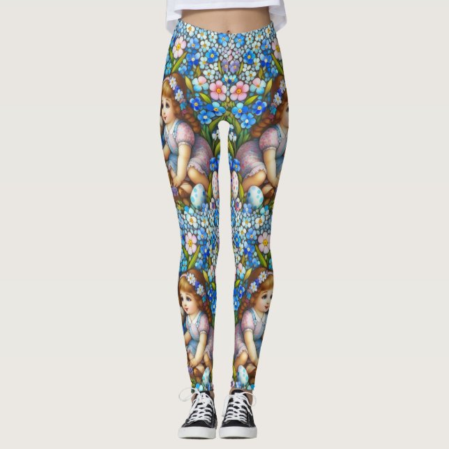 VINTAGE EATER BUNNY OCH GIRL ~ Leggings (Framsida)