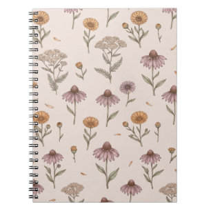 Vintage Echinacea & Wildflower Anteckningsbok
