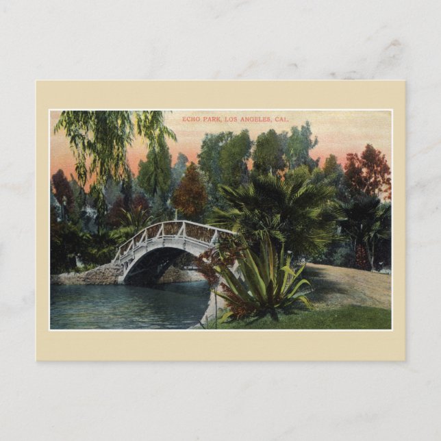 Vintage Echo Park Los Angeles Vykort (Framsida)