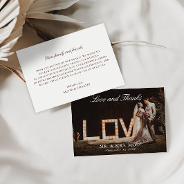 Vintage Ecru Bröllop Photo Kärlek & Tack Kort