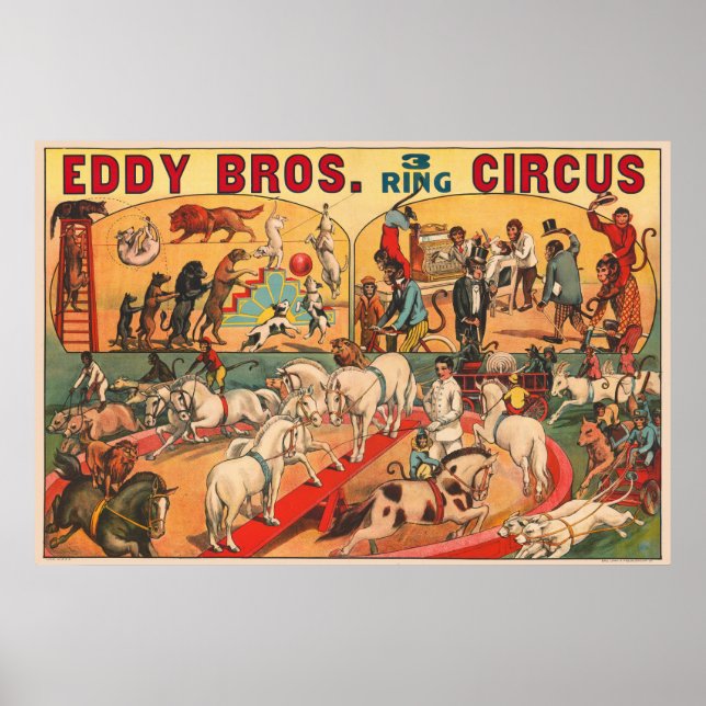 Vintage Eddy Brothers Circus Poster (Framsidan)
