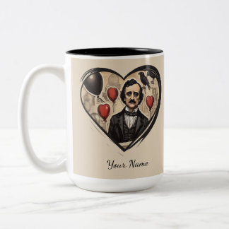 Vintage Edgar Allan Poe Heart Personlig Två-Tonad Mugg