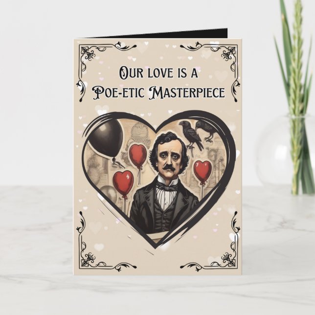 Vintage Edgar Allan Poe Valentindagen Kort (Framsida)