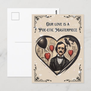 Vintage Edgar Allan Poe Valentindagen Vykort