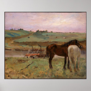 Vintage Edgar Degas Horses i en ängel Poster