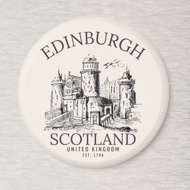 Vintage Edinburgh | Castle Retro Design Magnet (Skapare uppladdad)