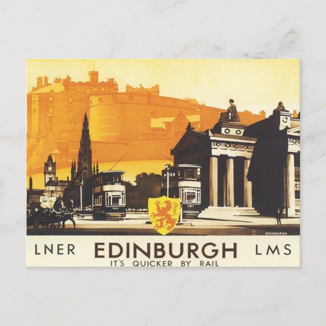 Vintage Edinburgh LNER Vykort (Framsida)
