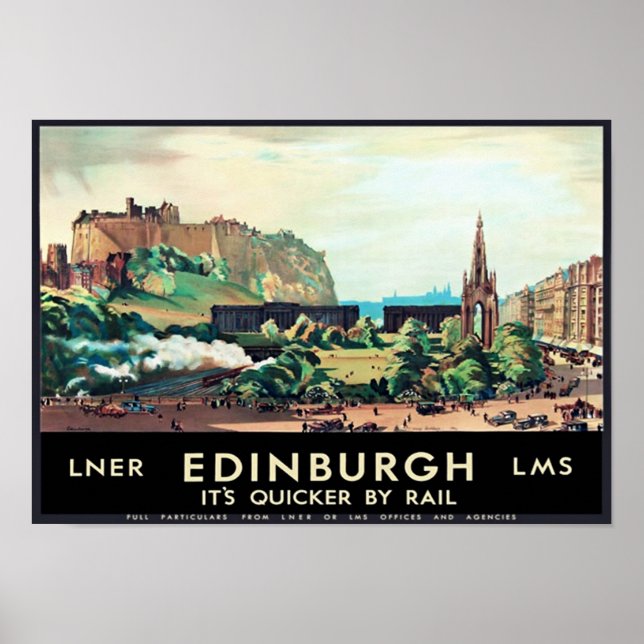 Vintage Edinburgh Scotland Travel Poster (Framsidan)