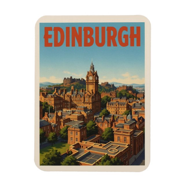 Vintage Edinburgh Skottland huvudstad presenter &  Magnet (Vertikal)