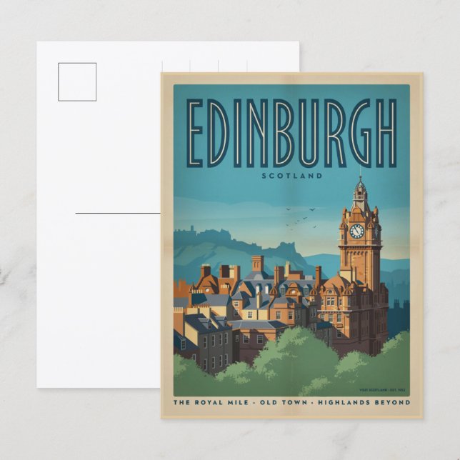 Vintage Edinburgh Skottland huvudstad presenter &  Vykort (Fram/baksida)