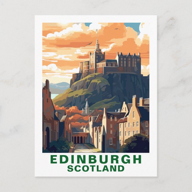 Vintage Edinburgh, Skottland Slott Resa Vykort (Framsida)