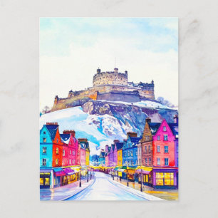 Vintage Edinburgh slott Skottland Vinter Resa Vykort