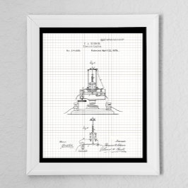 Vintage Edison Electric Ljus Patent Poster