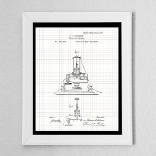 Vintage Edison Electric Ljus Patent Poster