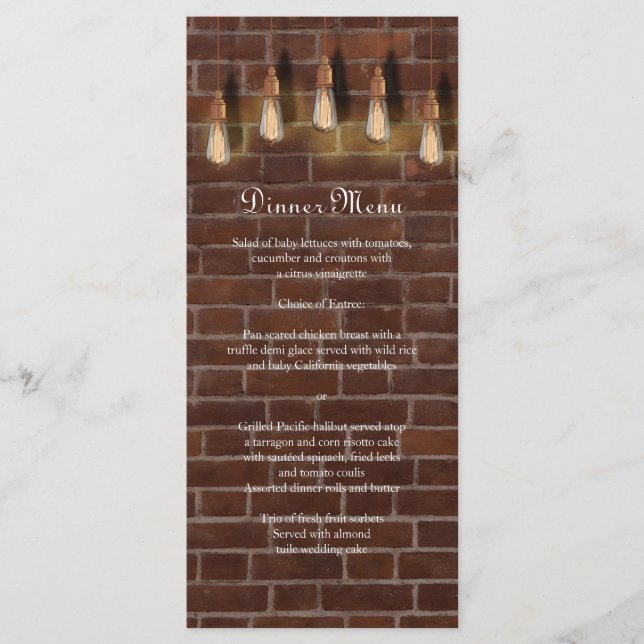 Vintage Edison Lightbulbs Industrial Chic Menu Meny (Framsida)