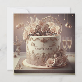 VINTAGE EDITABLE BRÖLLOP ANNIVERSARY CAKE INBJUDNINGAR