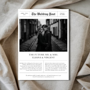 Vintage Editorial Photo Newspaper Bröllop Spara Datumet