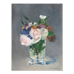 Vintage Edouard Manet Flowers i Crystal Vas Fototryck
