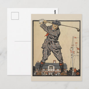 Vintage Edward Penfield golfillustrationskonst Vykort
