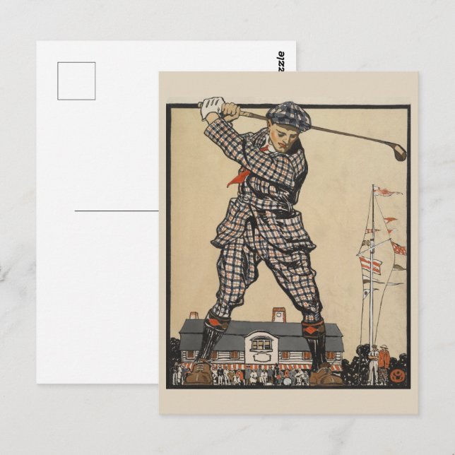 Vintage Edward Penfield golfillustrationskonst Vykort (Fram/baksida)