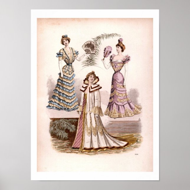 Vintage Edwardian Costume Mode Illustration Poster (Framsidan)