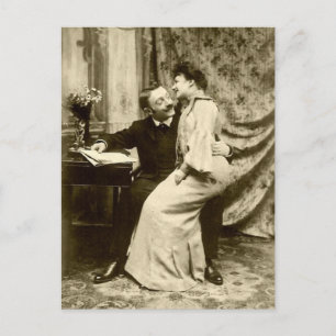 Vintage Edwardian Romantic Couple Postcard Vykort