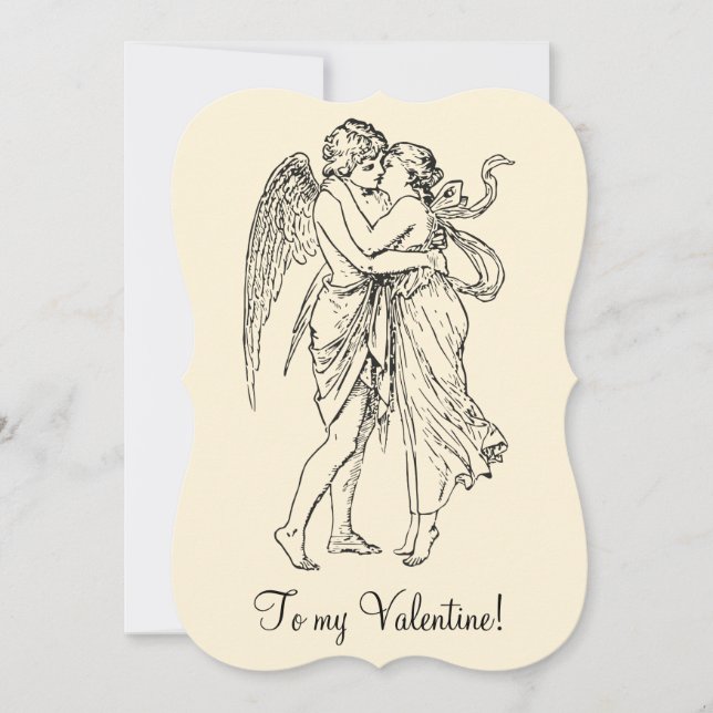 Vintage Edwardian Valentine angel fairy kräm Julkort (Framsida)