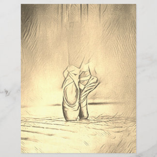 Vintage Effect Ballet Shoes Stationery Papper