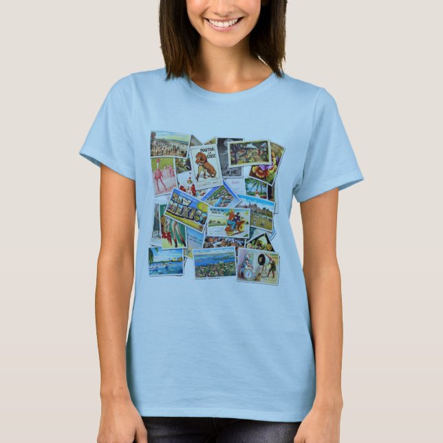 Vintage efter kortkollage t-shirt (Framsida)