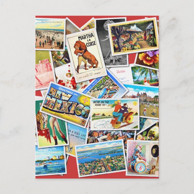 Vintage efter kortkollage vykort (Framsida)