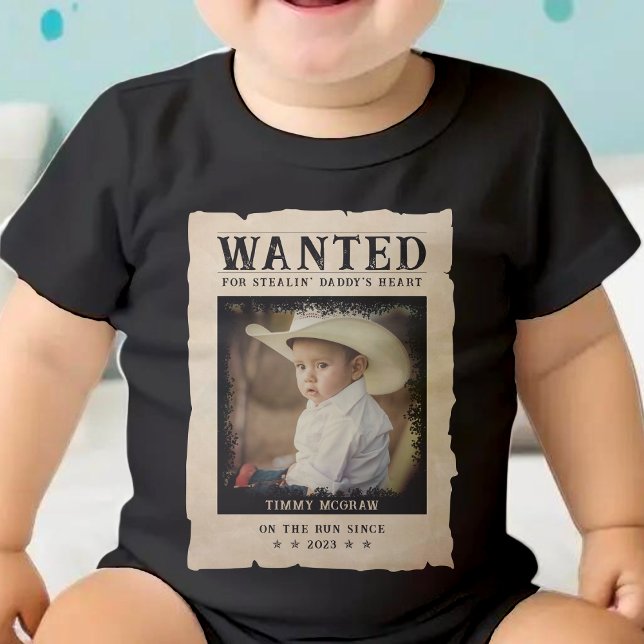 Vintage Efterlyst Poster Roligt Fars Dag T Shirt (Vintage Photo Wanted Poster Funny Father's Day Baby Bodysuit
)